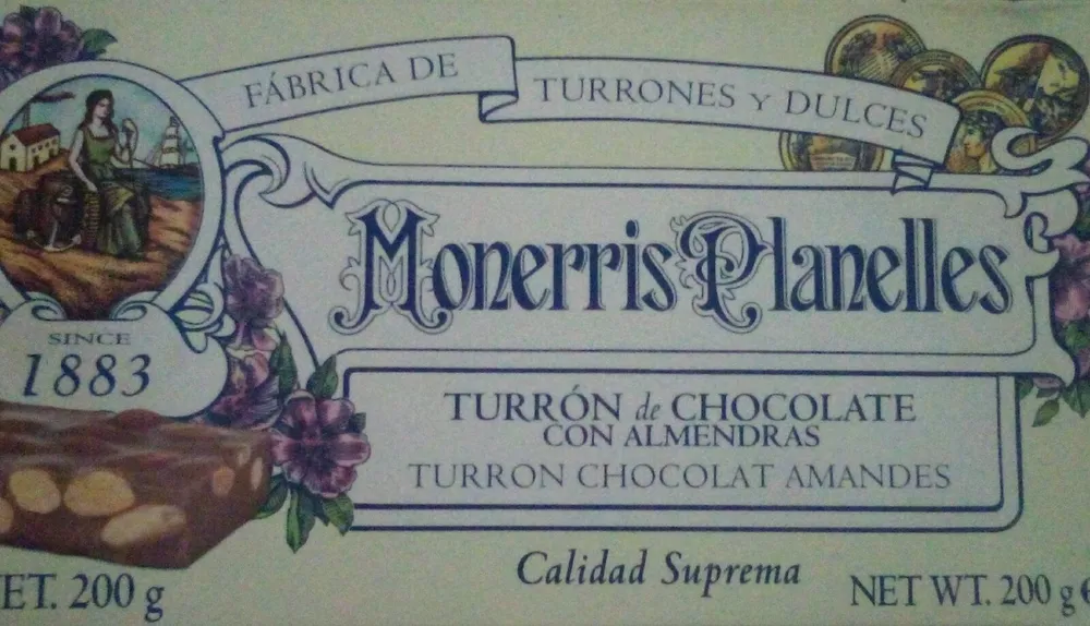 Turrón chocolate con almendras