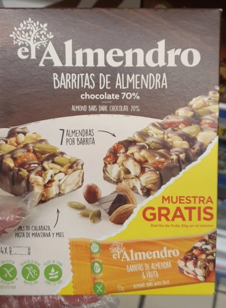 El Almendro barritas de Almendra chocolate  70