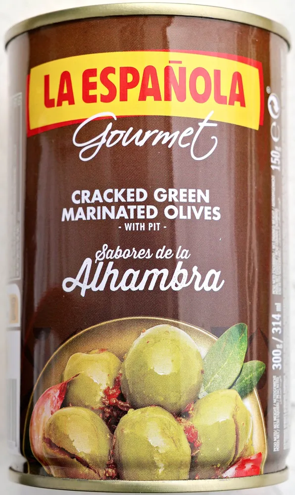 Cracked Green Marinated Olives with Pit