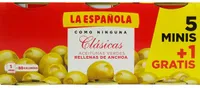 Aceitunas verdes rellenas de anchoa pack 5 latas 50 g + 1 lata gratis