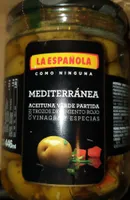 Aceitunas verdes partidas y aderezadas al estilo mediterráneo tradicional envase 250 g
