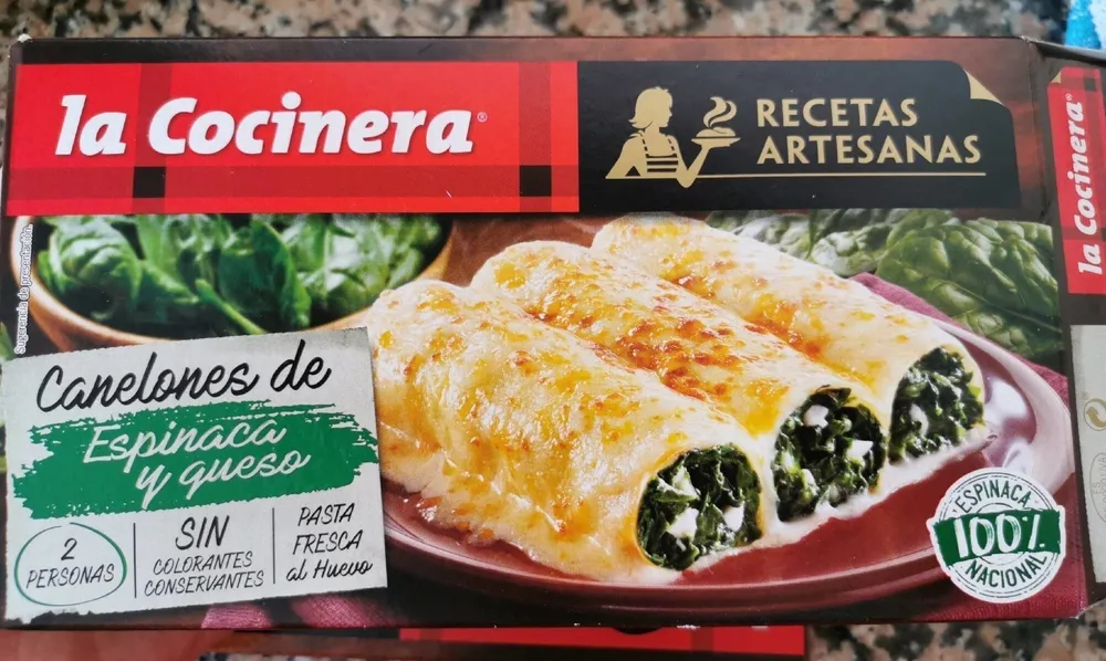 Canelones de espinacas y queso