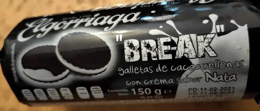 "Break"galletas de cacao rellenas con crema sabor nata