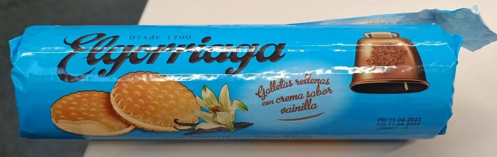 Galletas rellenas con crema sabor vainilla