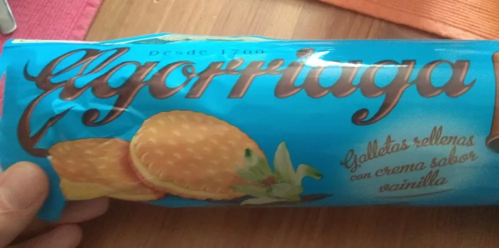 Galletas rellenas con crema sabor vainilla