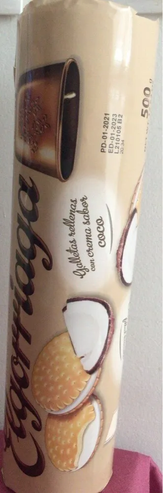 Galletas rellenas con crema sabor a coco