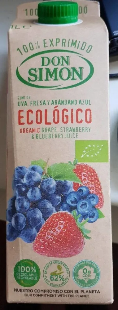 Ecológico de uva, fresa y arándano azul