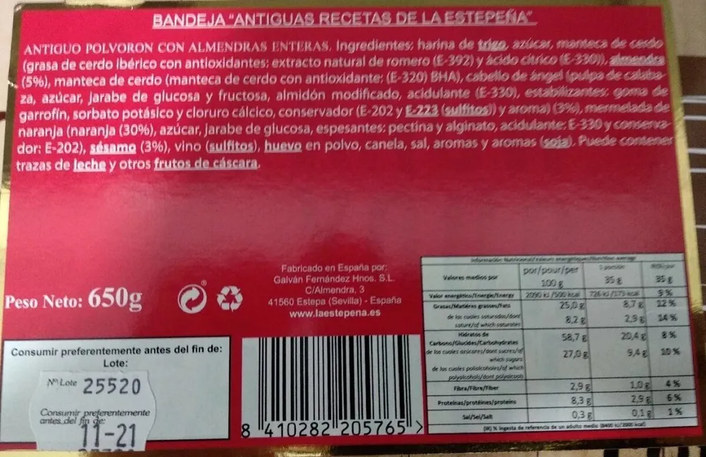 Bandeja antiguas recetas de la estepeña