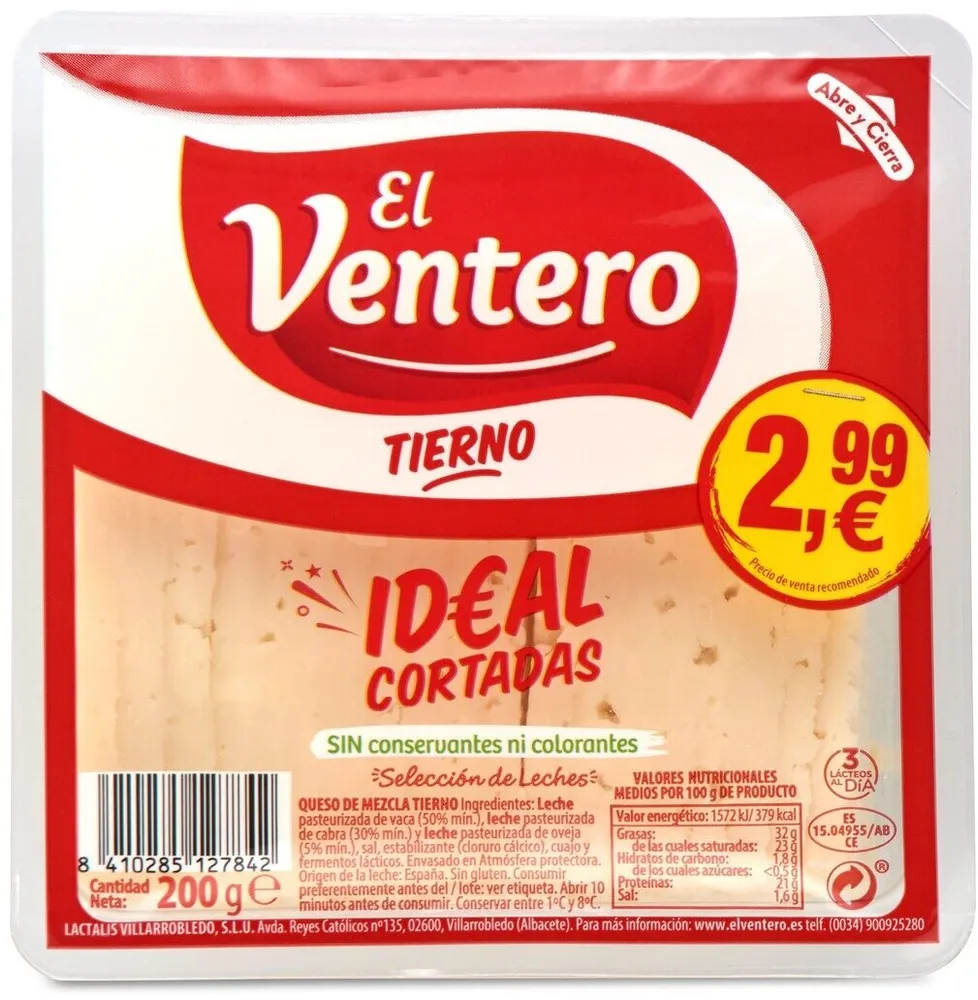 Queso tierno cortado