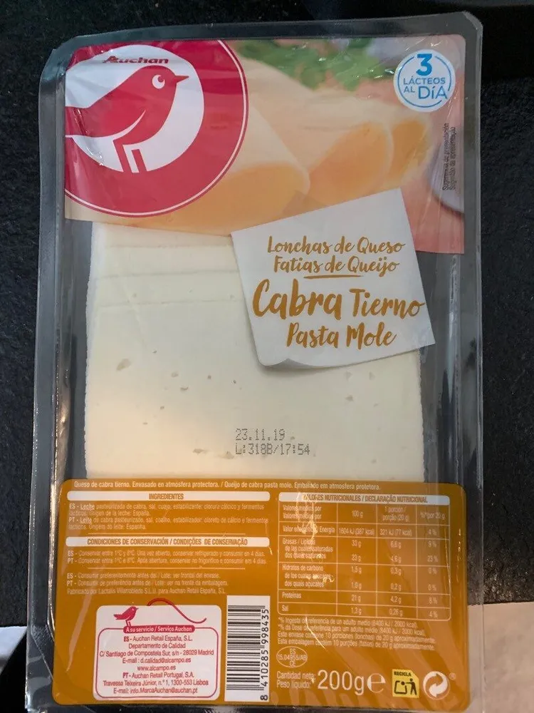 Queso cabra tierno pasta mole