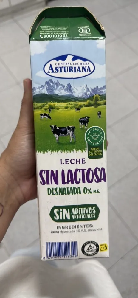 Leche sin lactosa desnatada 0% M.G.