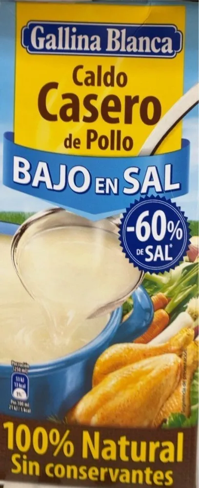 Caldo de pollo sin sal