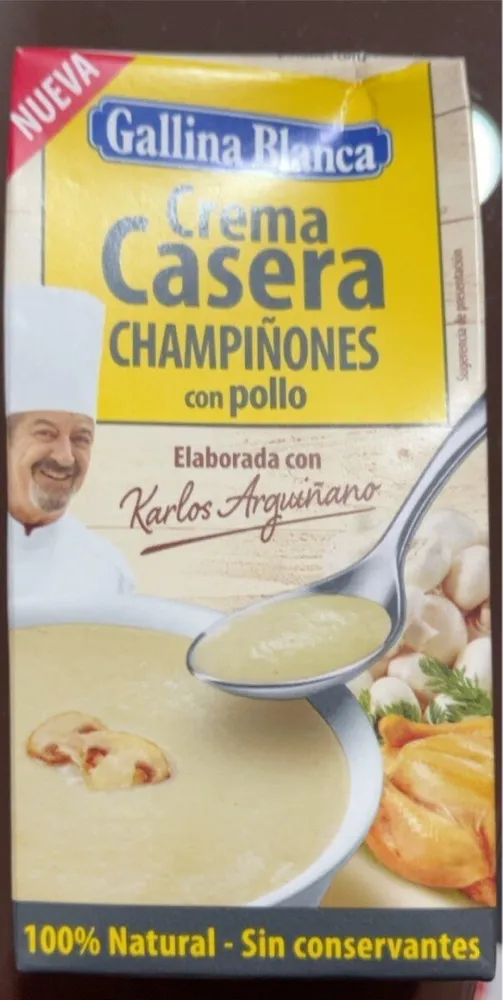 Crema casera de champiñones con pollo