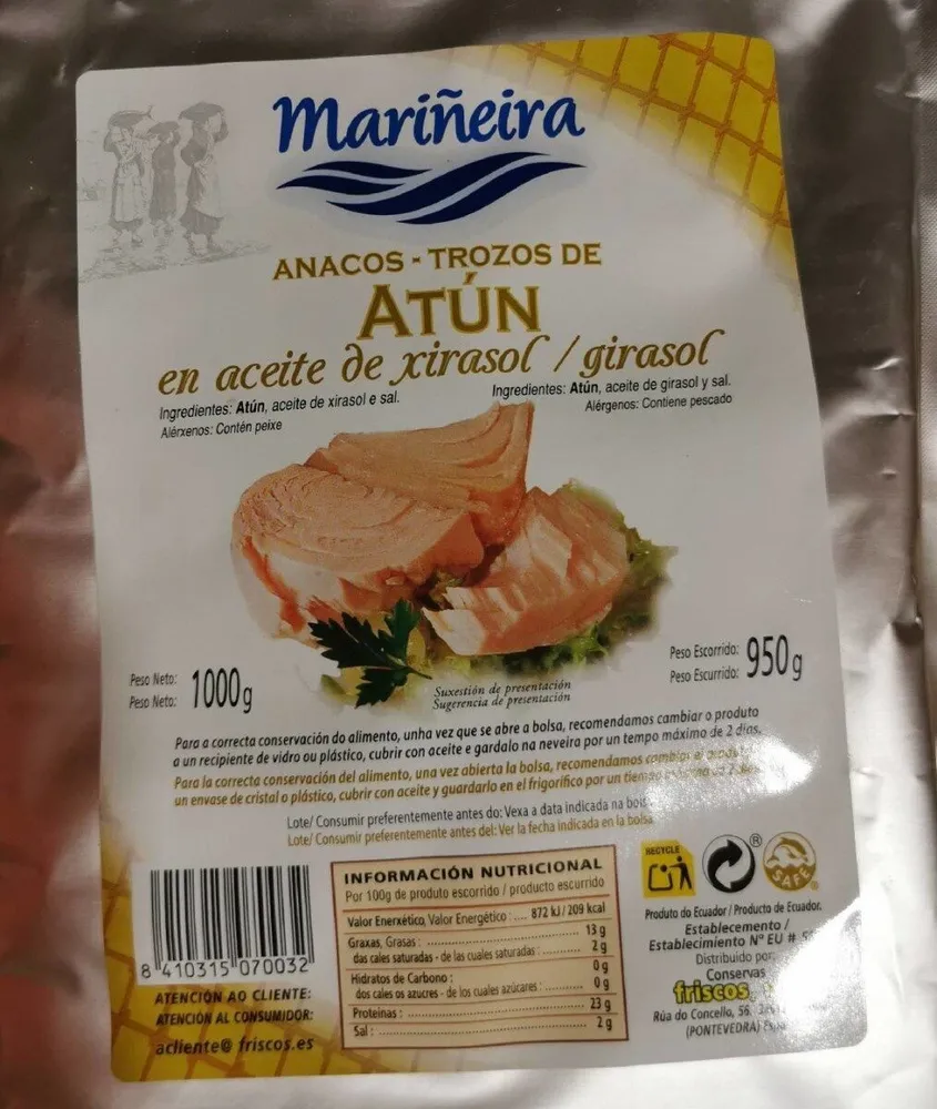 Trozos de atún en aceite de girasol