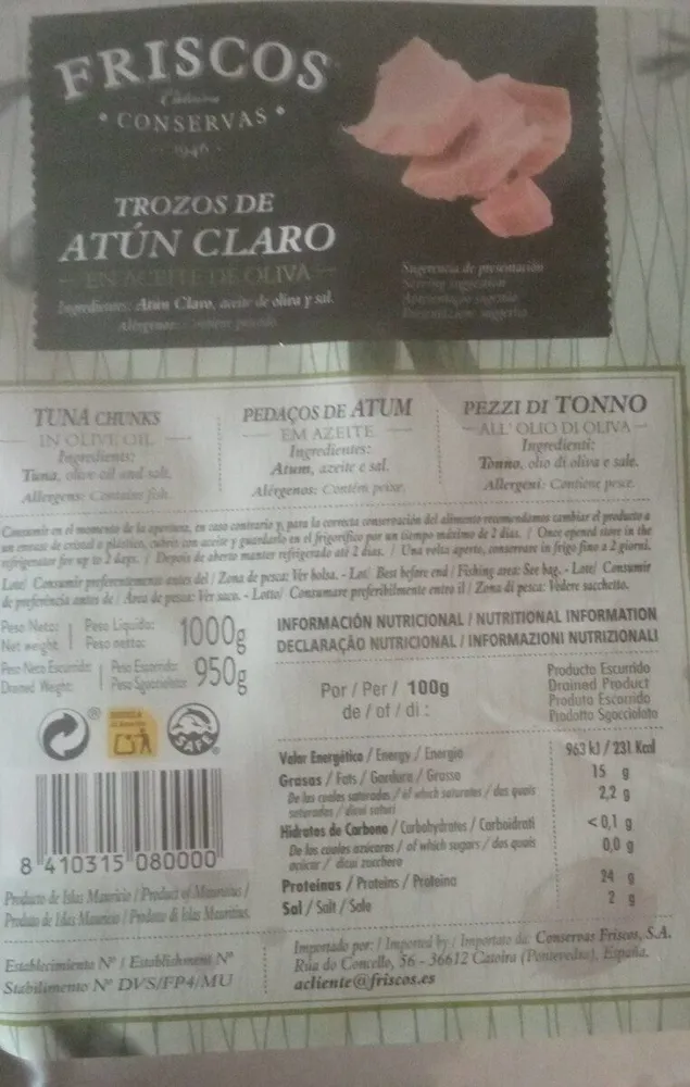 Atún claro en aceite de oliva