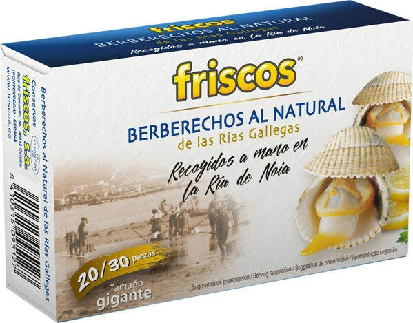 Berberechos al natural de las rías gallegas recogidos