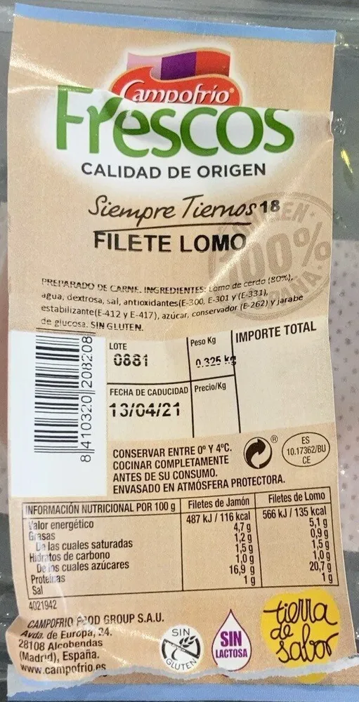 Filete de lomo SiempreTiernos
