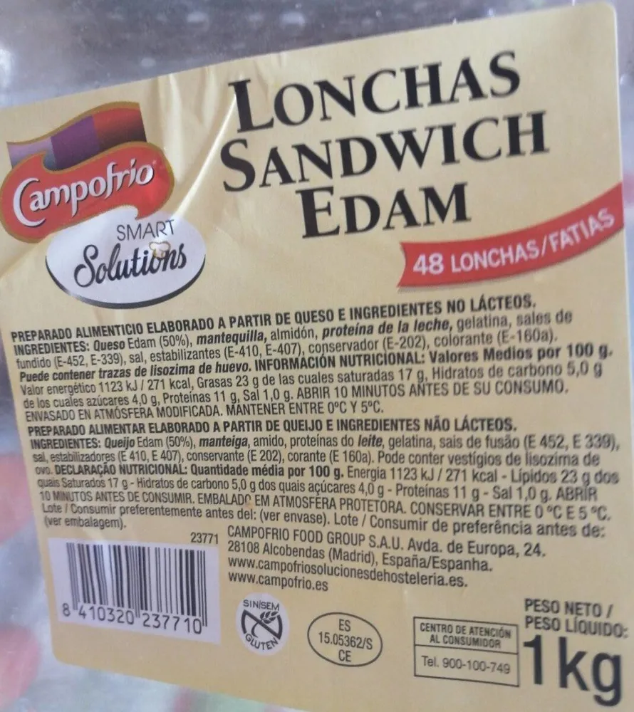 Lonchas Sándwich Edam