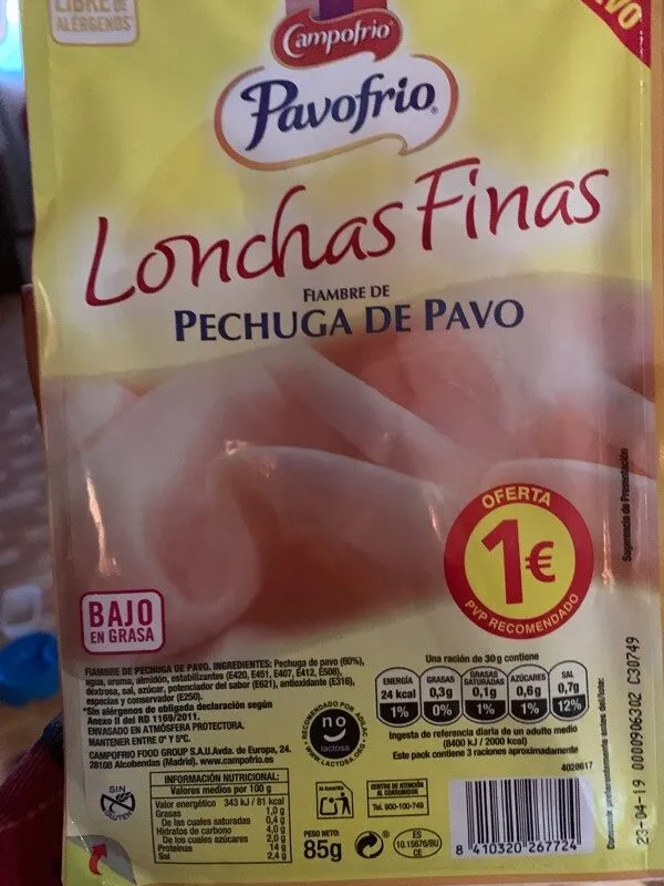 Lonchas finas Pechuga de Pavo