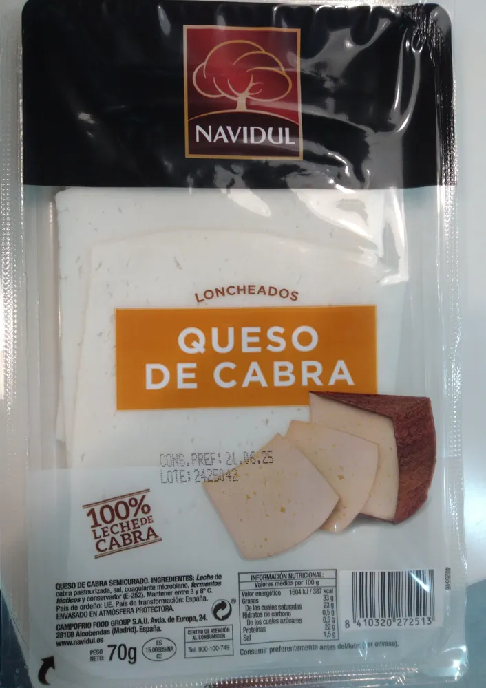 Queso de cabra en lonchas