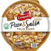 Pizza y salsa pollo asado con mostaza y miel