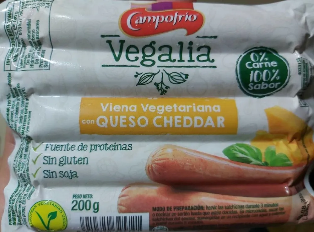 Vegalia, viena vegetariana con queso cheddar