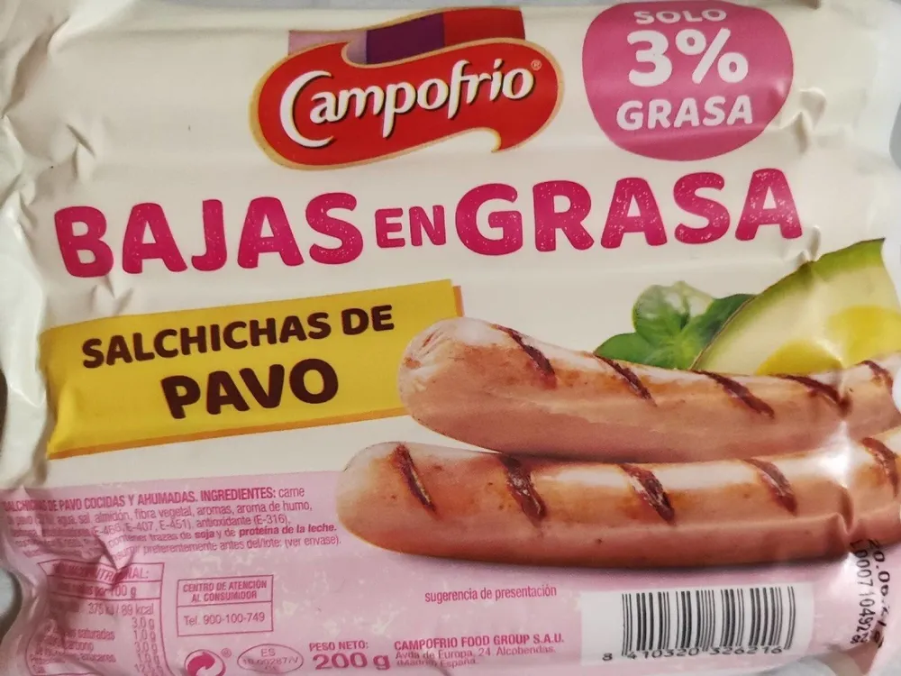 Salchichas de pavo bajas en grasa