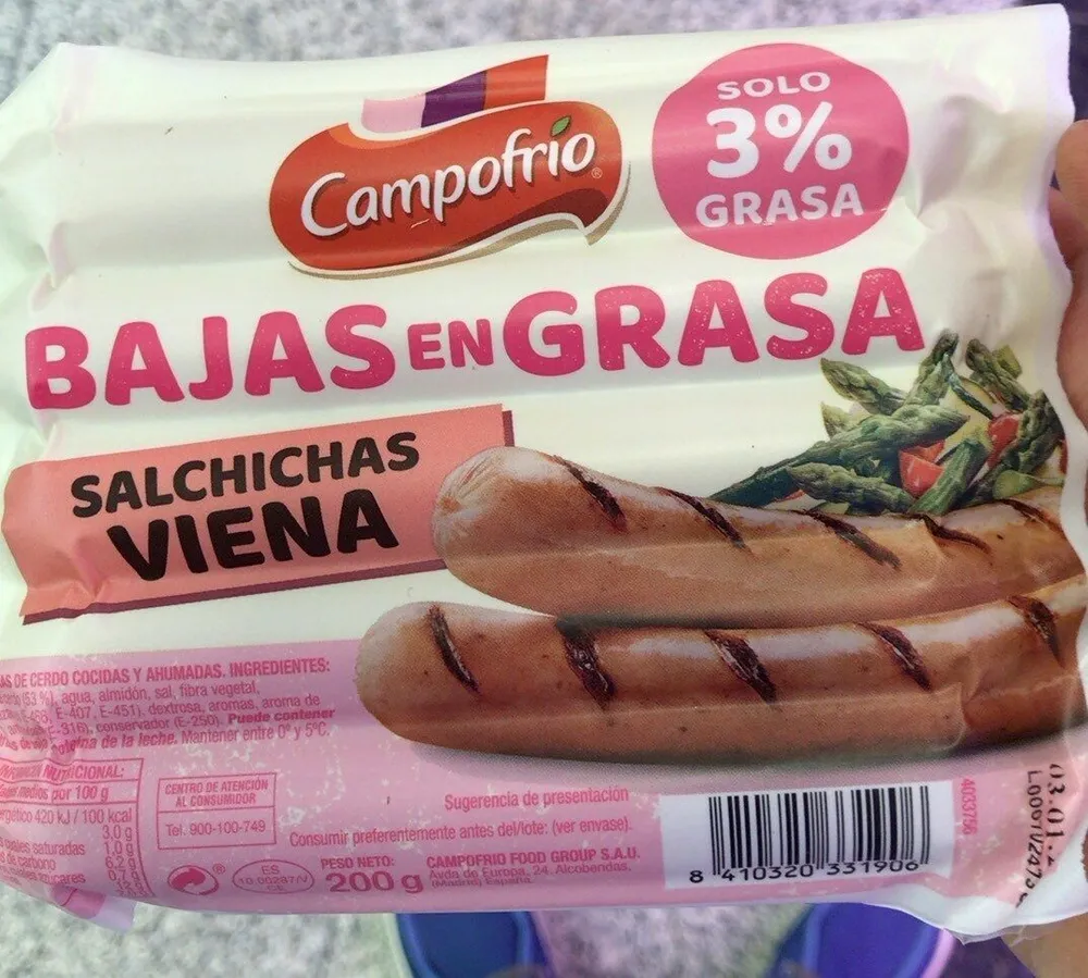 Sanchichas viena bajas en grasa