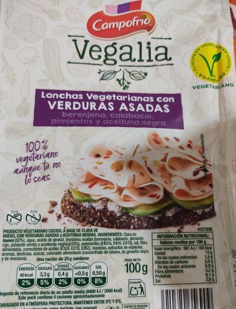 Lonchas vegetarianas con verduras asadas