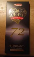 Chocolate Negro 72% Cacao Zero Sin Azucar Torras