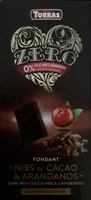 Chocolat noir avec édulcorant et nibs de cacao et myrtilles