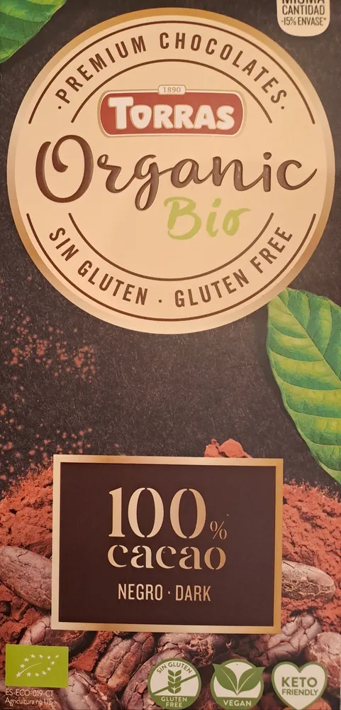 Chocolate negro 100% Cacao Ecológico