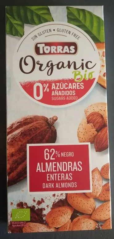 Organic bio chocolate negro con almendras enteras