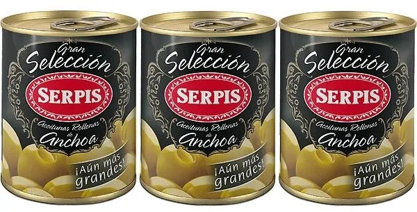 Aceitunas rellenas de anchoa latas