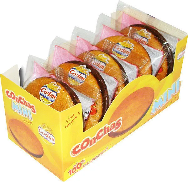 Conchas mini bizcochos rellenos de chocolate