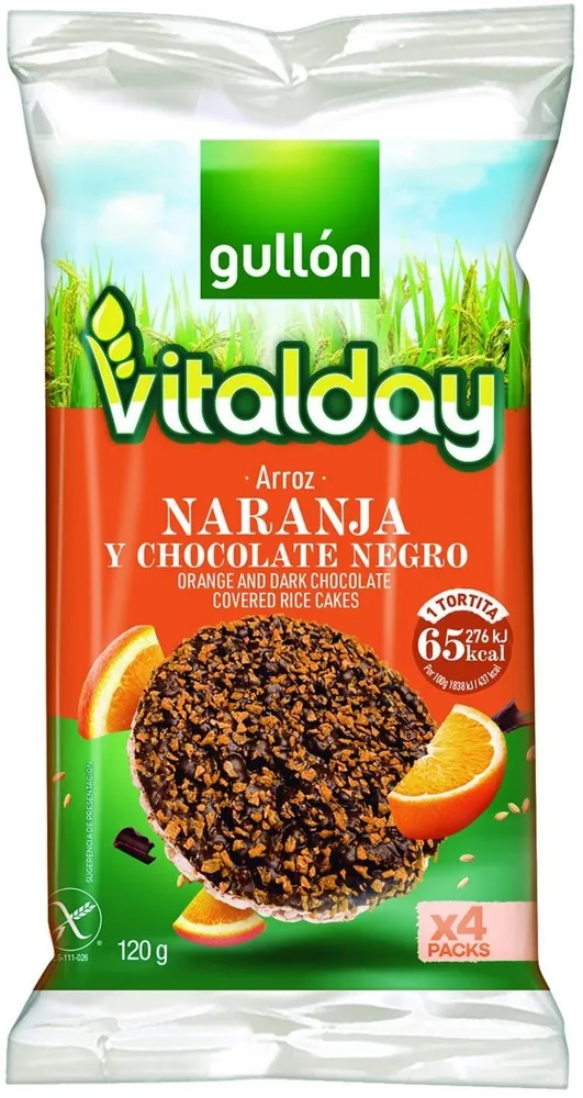 Vitalday tortitas de arroz con naranja y chocolate negro