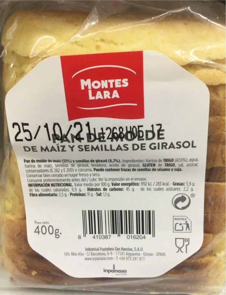 Pain toast de mais