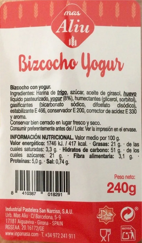 Bizcocho Yogur