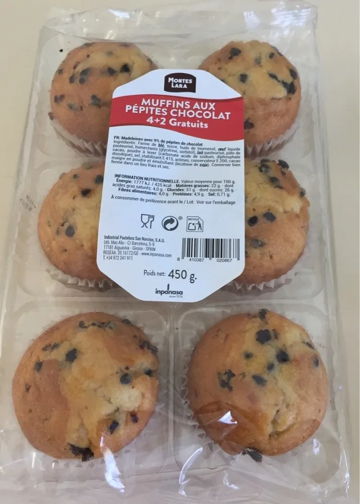 Muffins aux pepites chocolat