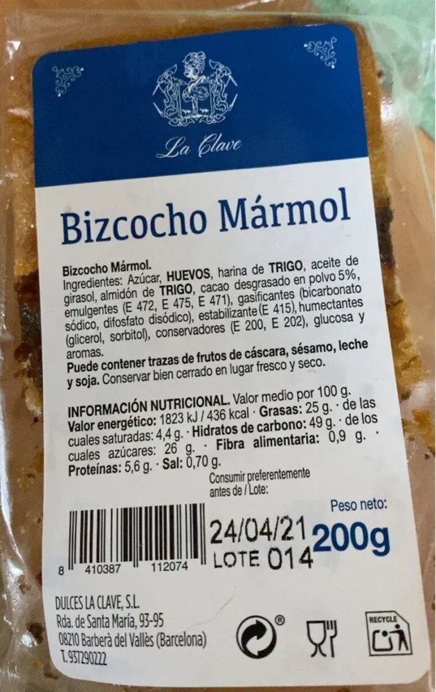 Bizcocho mármol
