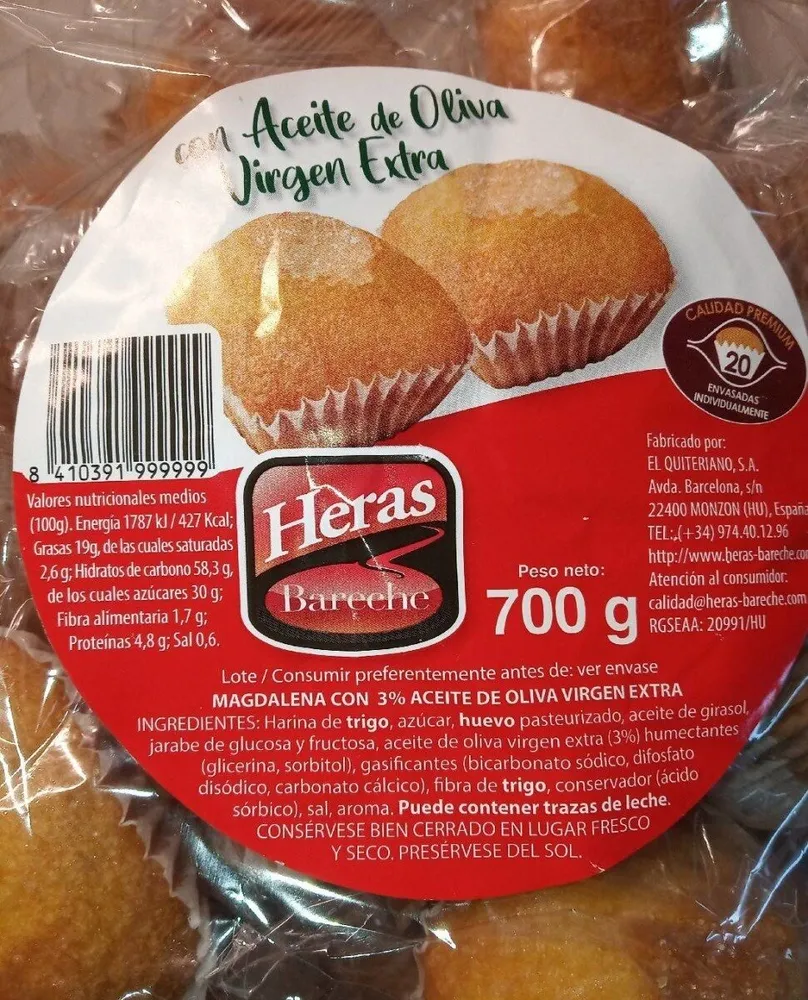 Magdalena con aceite de oliva