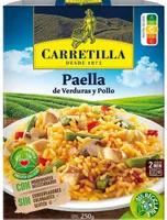 Paella de verduras y pollo