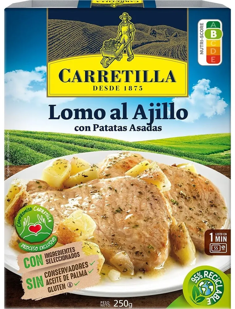 Lomo al ajillo con patatas asadas