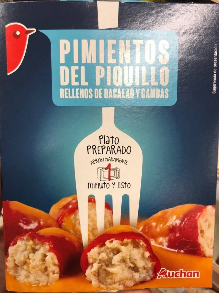 Pimientos de piquillo rellenos de bacalao y gambas