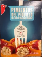 Pimientos de piquillo rellenos de bacalao y gambas