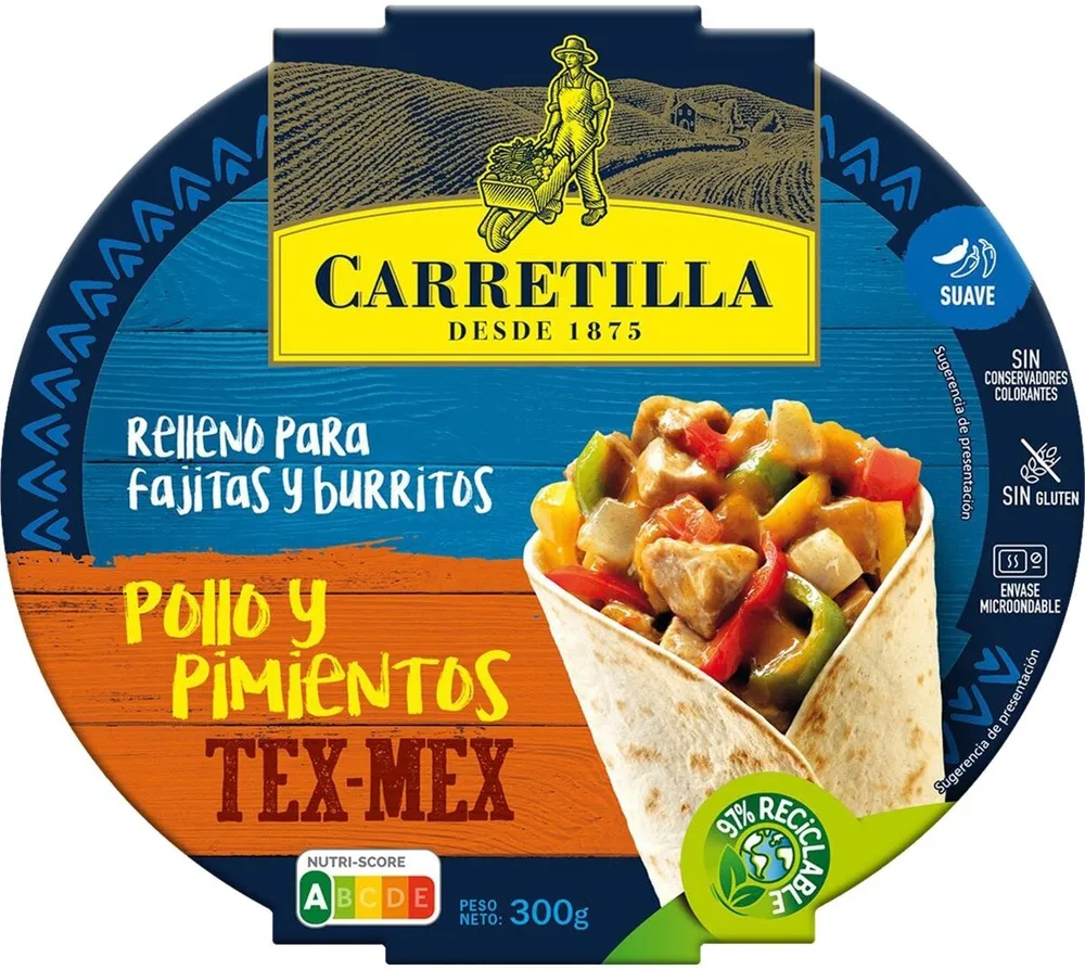 Relleno para fajitas y burritos de pollo y pimientos tex-mex