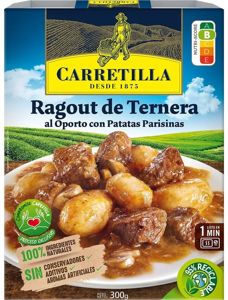 Ragout de ternera al oporto con patatas parisinas
