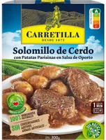 Solomillo de cerdo con patatas parisinas en salsa de oporto