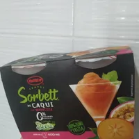 Sorbete de caqui con maracuyá