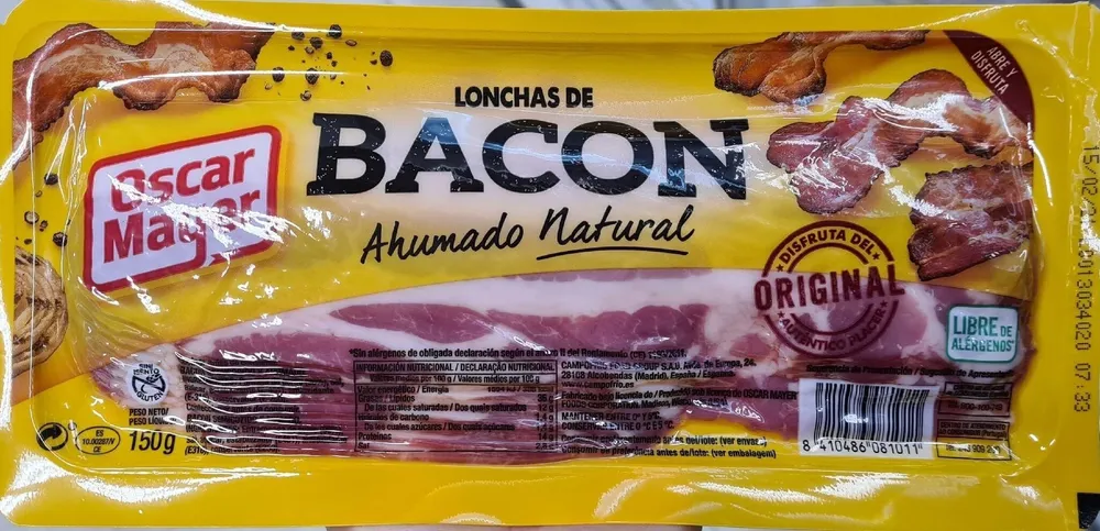 Lonchas de bacon ahumado natural